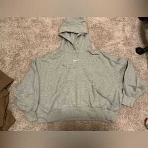 Nike Cropped Oversized Gray Hoodie
